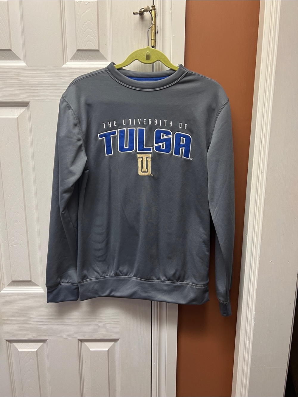 Champion Gray University of Tulsa Crewneck with Blue Logo